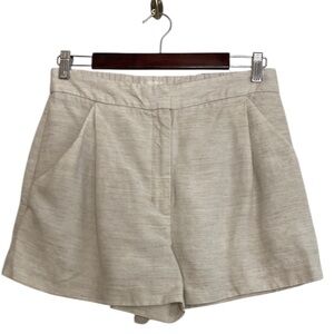 Aritzia Wilfred Shorts Womens 8 Light Beige Lyocell Linen Pleated Summer Coastal